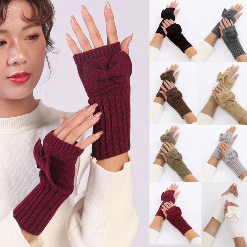 

1 пара длинных перчаток без пальцев, женские варежки, зимние теплые вязаные рукава, мягкая одежда в стиле аниме для девочек, перчатки в стиле панк, готики в стиле Лолиты