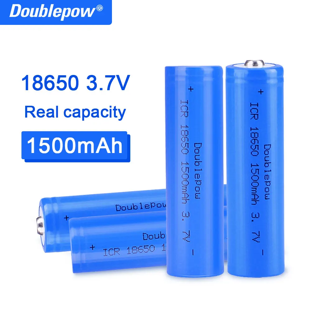 Doublepow高品質18650バッテリー3.7v 1500mahのリチウムイオン電池充電式バッテリー懐中電灯 заряд батареи