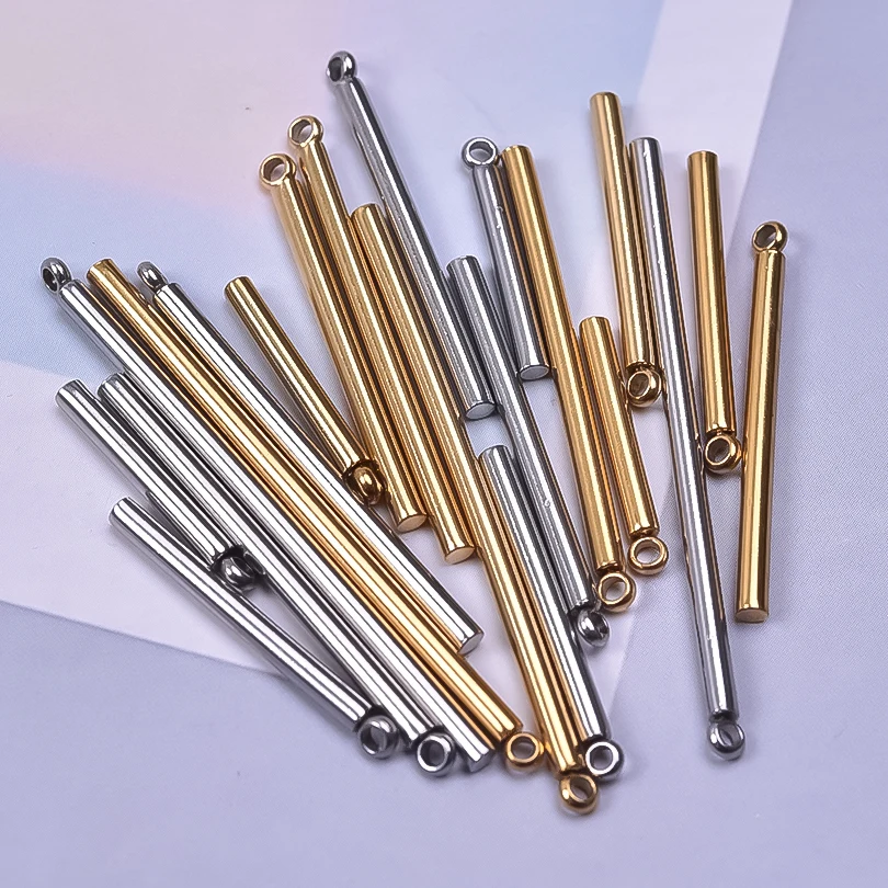 6Pcs/Lot 17/22/27/32/42mm Accessories DIY Round Blank Long Strip Charms Jewelry Wholesale Simple Thin Stick Bar Pendant Making