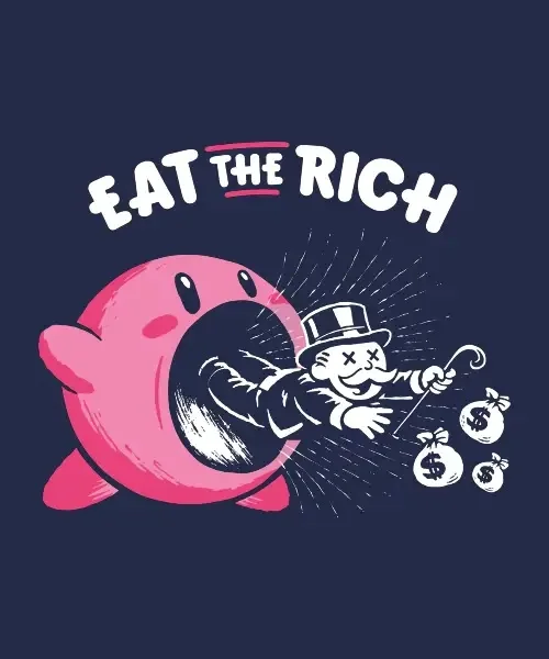 Niche Fun T-Shirt „Eat The Rich“ mit satirischem Monopoly-Print, kurzärmliges Paar-Set aus reiner Baumwolle – Detail 3