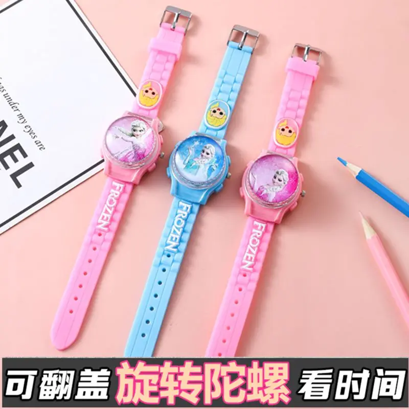 ديزني فروزن إلسا الأميرة الحلو لطيف الإبداعية الكرتون نمط الأزياء الوجه غطاء الغزل أعلى ووتش الاطفال اللعب هدايا العيد