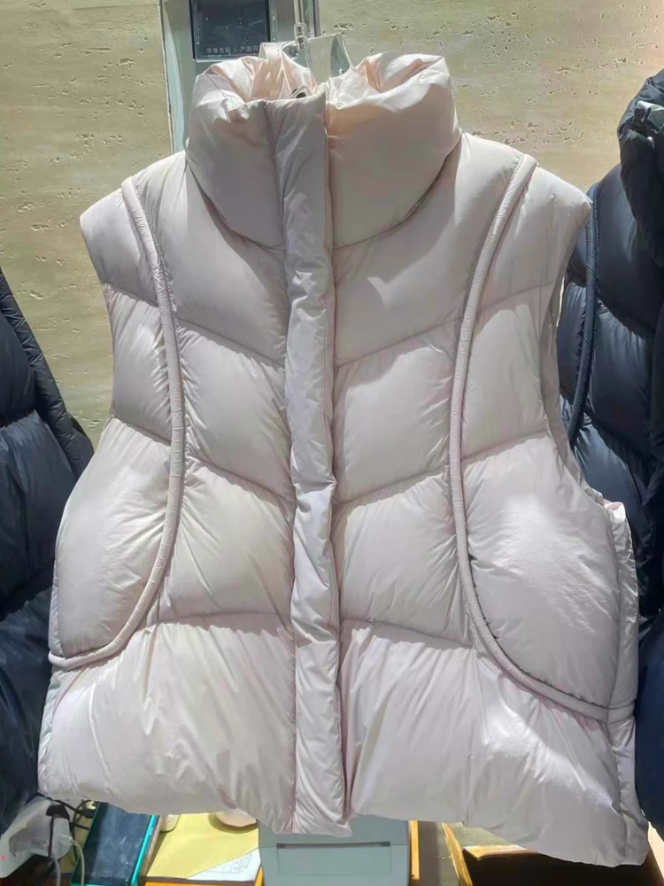 Neue verdickte Damen-Daunenjacke, alle passenden hochwertigen täglichen Pendelwesten, Winter, einfarbig, lockere Weste