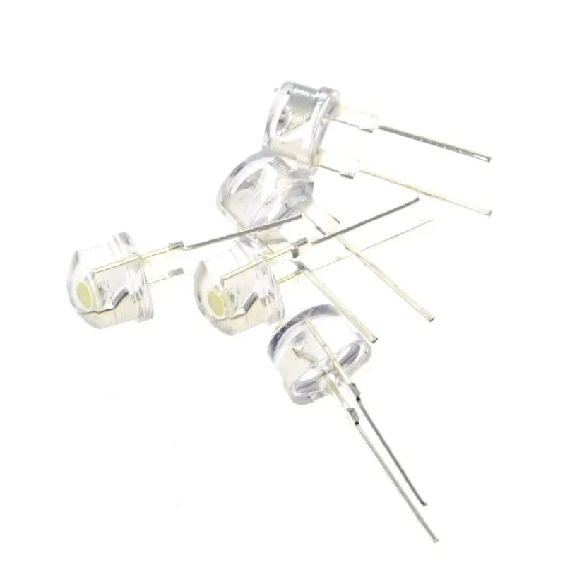 50PCS 0.5W F8 8MM White LED Super Bright Straw Hat Light Emitting Diode Highlighted White 0.5W