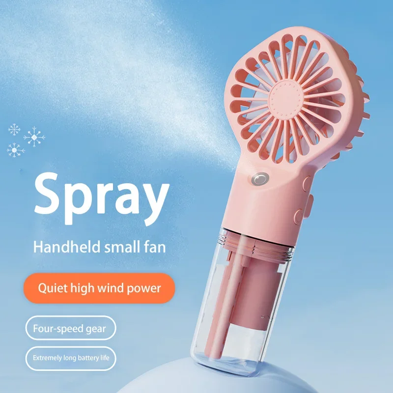 

Portable Water Mist Fan USB Charging Handheld Mini Quiet Air Cooling Fan 4 Speed Humidification Spray Fan for Home Office Dorm