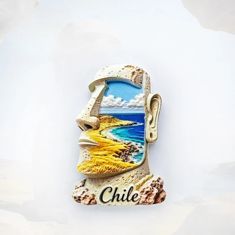 Imán para Refrigerador con Diseño de Moái de la Isla de Pascua - Misterioso Recuerdo Antiguo en 3D, Regalo Chileno Único para Viajes y Decoración Arqueológica