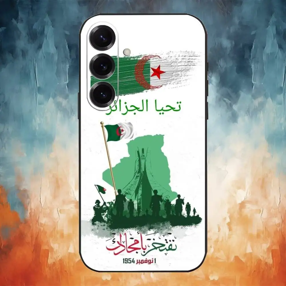 ธงชาติแอลจีเรียเคสโทรศัพท์สำหรับซัมซุงกาแล็คซี่ A91,A80,A73,A72,A71,A53A52,A32,A31A22,A21s,A20,ปกสีดำ