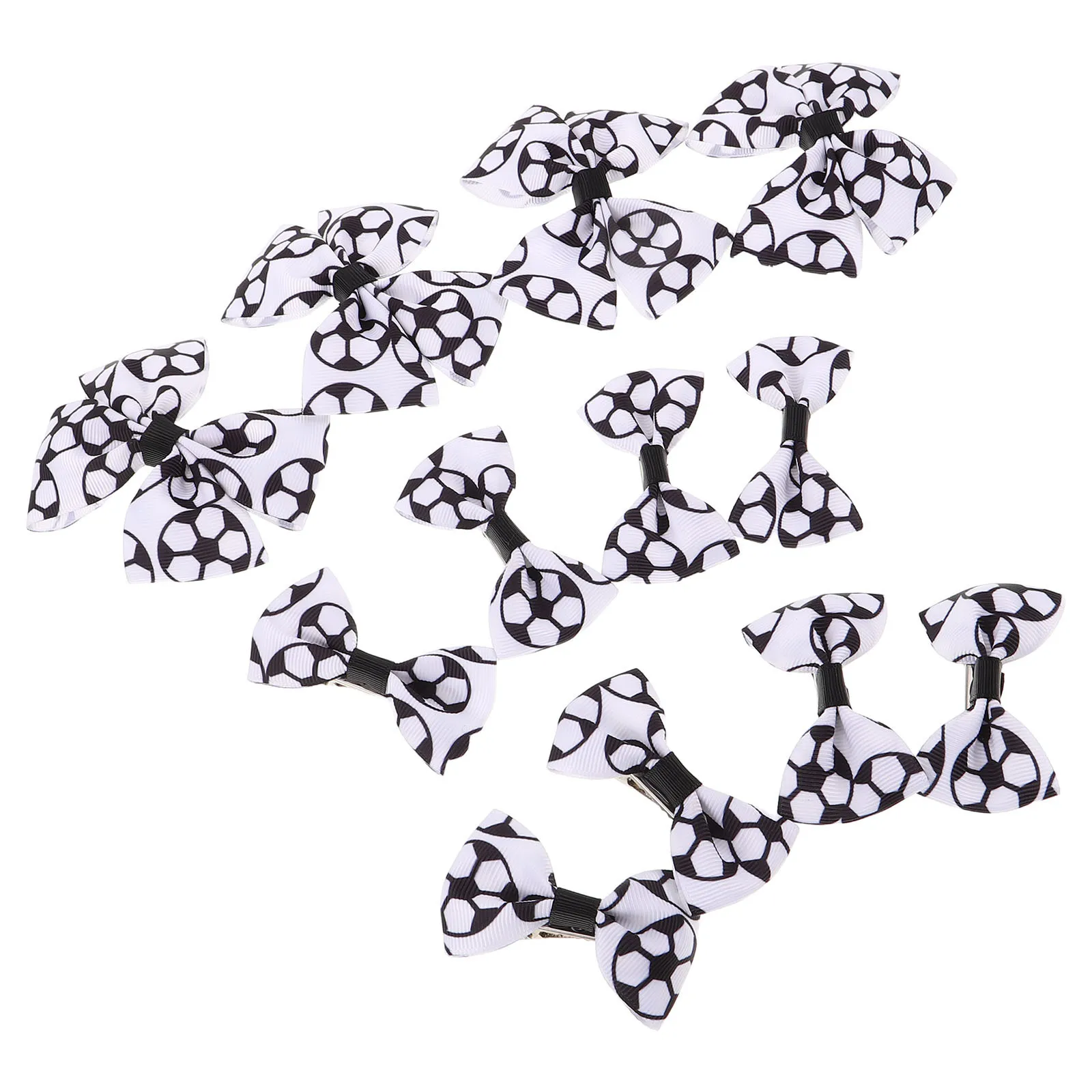 

12Pcs Football Hair Bows for Black White Soccer Ribbon Clips Sports Hair Accessories Party Daily Football Ribbon Bows