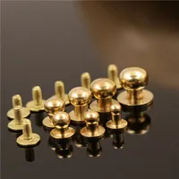 10pcs 5/6/7/8/9/10mm Solid Brass Belt Bag Screw Rivet Knob Round Button Chicago Screw In Button Studs Leather Craft Accessories