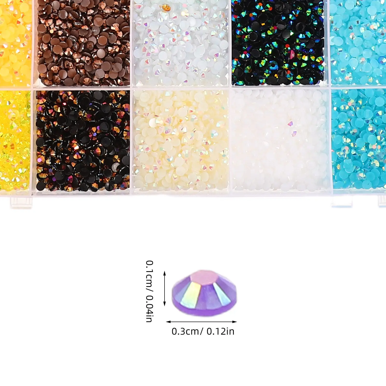 28000Pcs Flatback Resin Rhinestones 3Mm Rainbow Colors Nail Art Crystal Clothing Embellishment DIY Rhinestones for Crafts