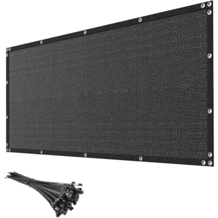 

Забор-экран для защиты от посторонних глаз, черный, 8 футов x 50 футов, с 90% уровнем затенения, сверхпрочная сетка для ограждений, затеняющая сетка-покрытие для наружных стен, сада, заднего двора