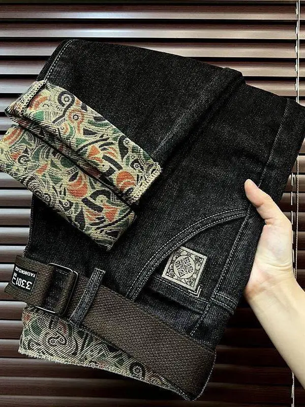 

Модные мужские джинсы Slim Fit, молодежные повседневные брюки на молнии, длинные брюки, универсальные, осенне-зимние, новинка, удобные, износостойкие.