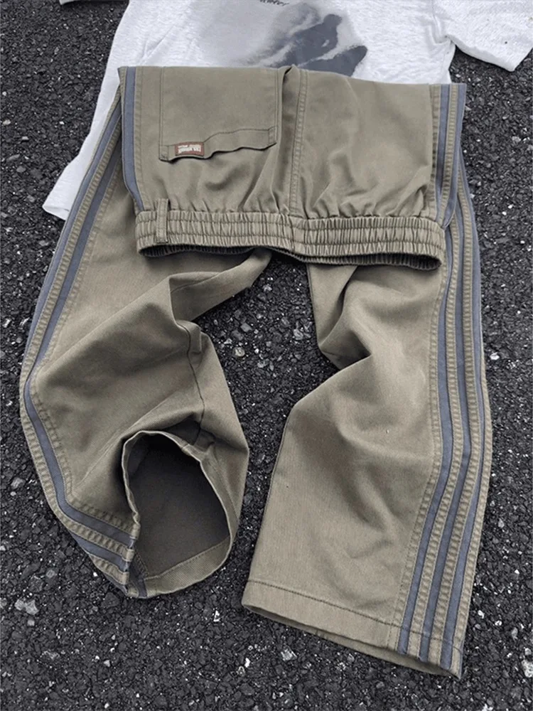 

Военные повседневные брюки в полоску в стиле милитари, мужские летние тонкие брюки Qui Dry в американскую полоску, спортивная рабочая одежда, свободные прямые брюки