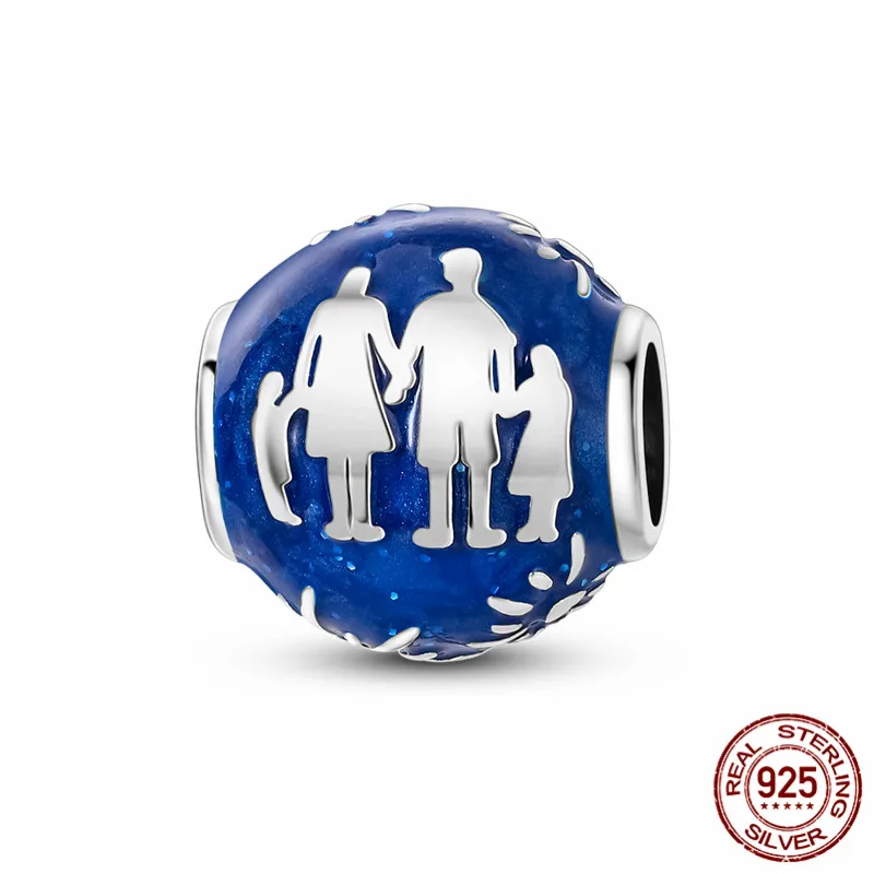 

925 Sterling Silver Family Charm Pendant Beads for Original Bracelets, Women's DIY Jewelry