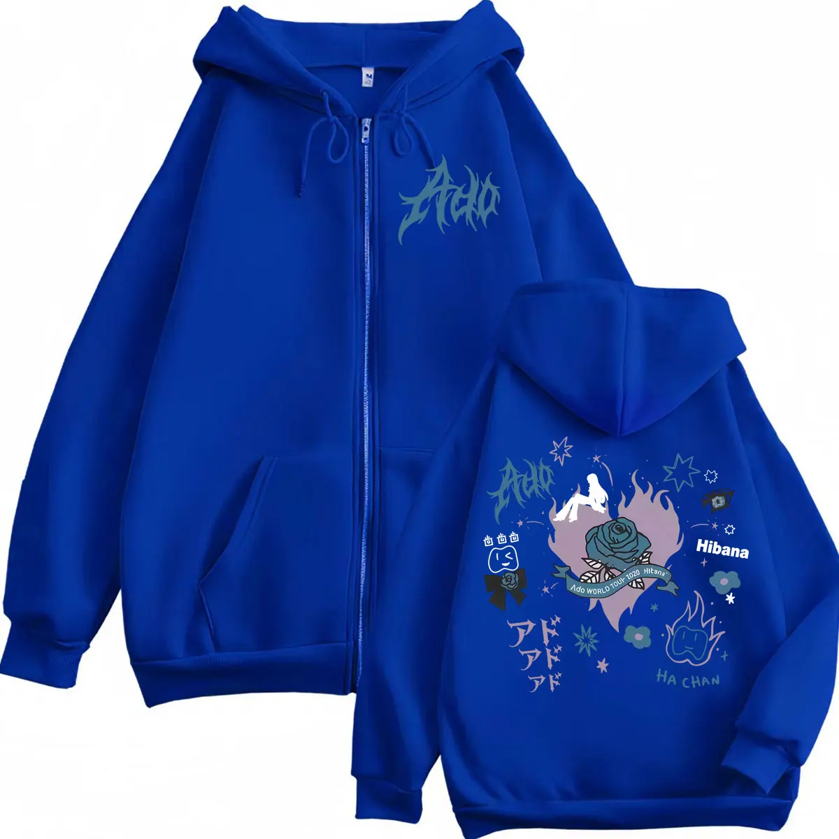 Singer Ado Hibana World Tour 2025 Zipper Hoodies Harajuku Japanese Style Zip Up Sweatshirts Men Women Casual Fashion Pullovers