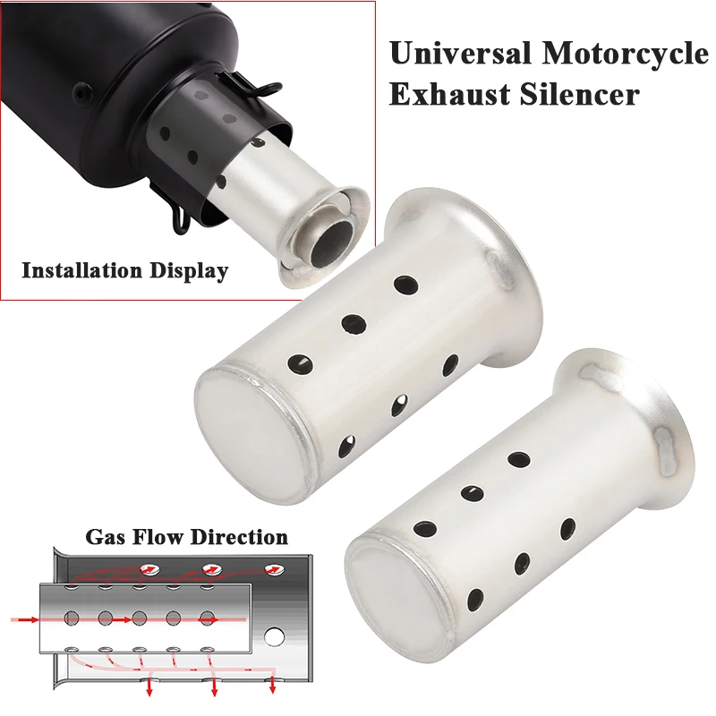 Universal Motorcycle 51mm 60mm Exhaust Escape Systems Silencer Muffler Link Pipe 63mm Enhance DB Killer Eliminate Reduce Noise