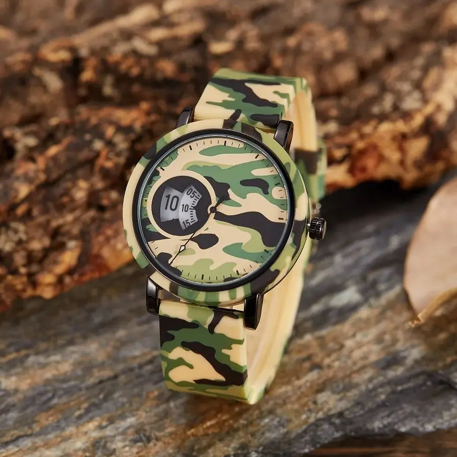 Men Women Couple Camouflage Watch Camouflage Military Silicone Strap Men's and Women's Quartz Clock Men's Relogio Masculino