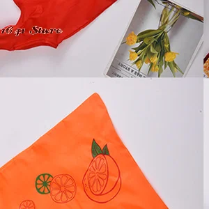 Stylish and Sustainable Large Capacity Folding Shopping Bag: Adorable Fruit Design and Handy Storage Pouch Included