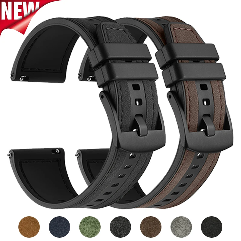 22 mm Lederarmband für Samsung Galaxy Watch 3 45 mm Gear S3 46 mm Ersatz-Silikonarmband für Huawei Watch 3 4 4Pro GT3 GT2