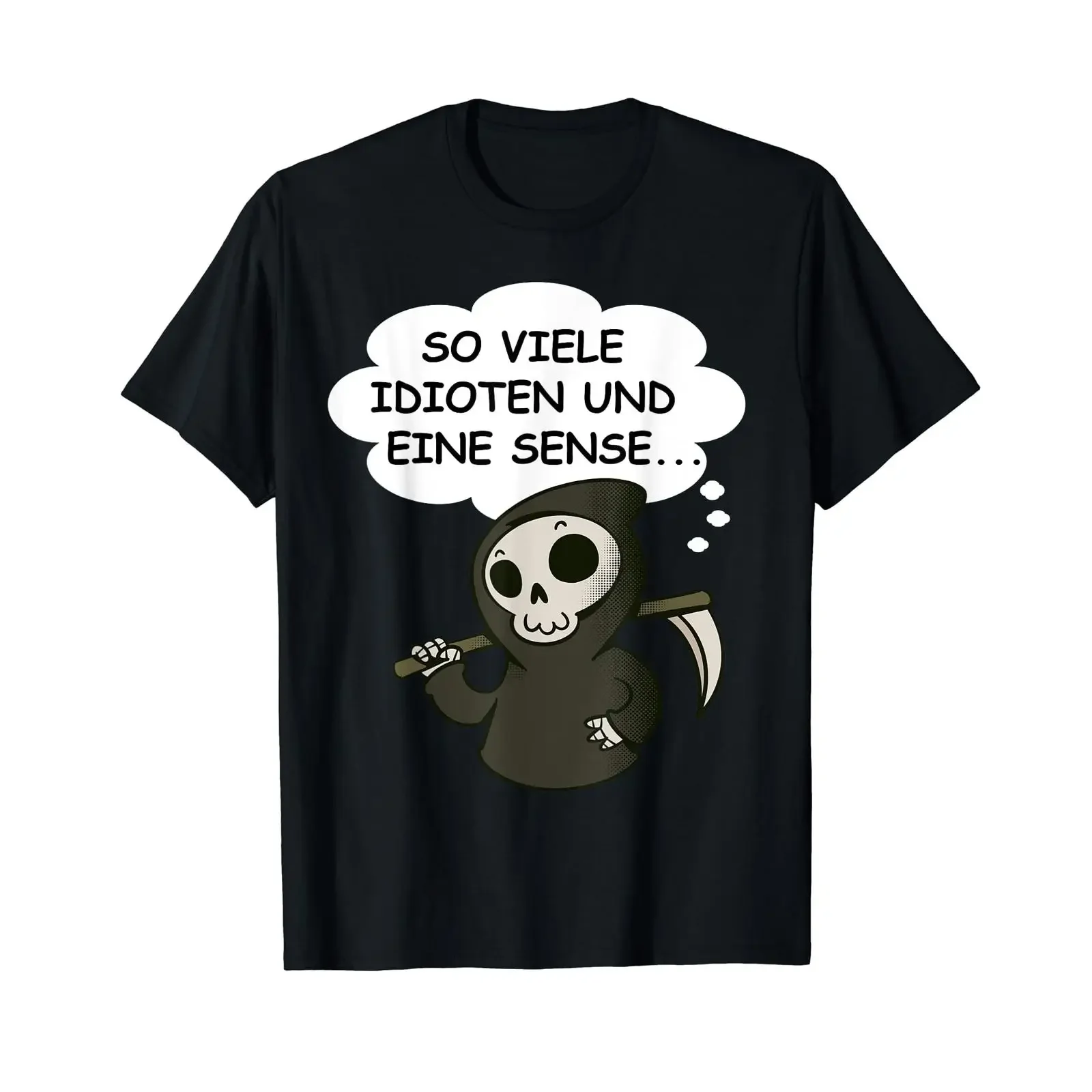 So many idiots and only one scythe Grim Reaper T shirt black vintage Washed Versatile Top For Everyday Wear designer clothes