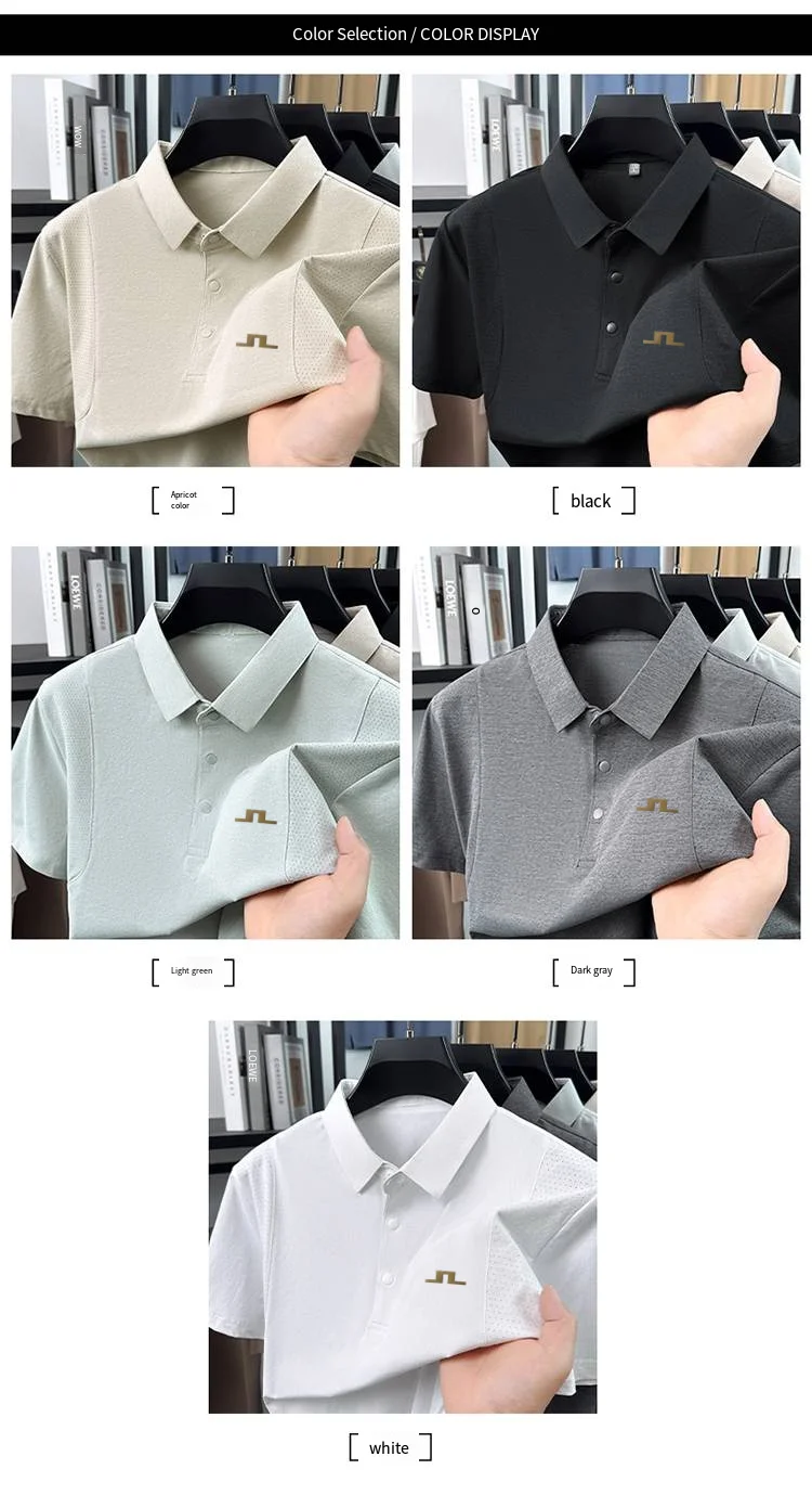 Luxuriöses Herren-Kurzarm-Poloshirt mit Revers-Knopfleiste, Musterdruck, Atmungsaktiv, Sportlich, Sommer-Neuheit, Vielseitiges Freizeit-T-Shirt für Männer – Detail 4
