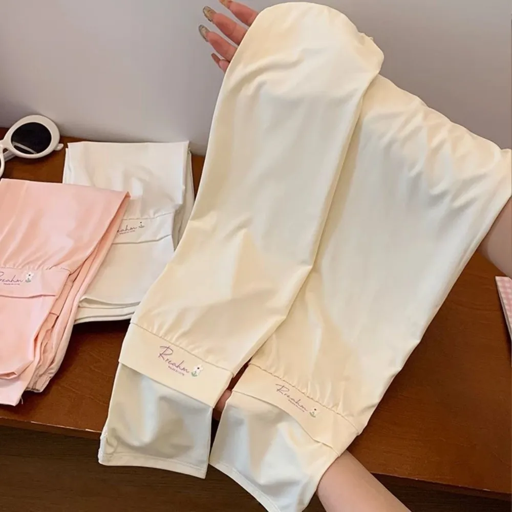 

Cute Flower Embroidered Long Ice Silk Sleeves Loose Elastic Sunscreen Arm Covers Anti-UV Arm Protection Cycling Gloves Outdoor