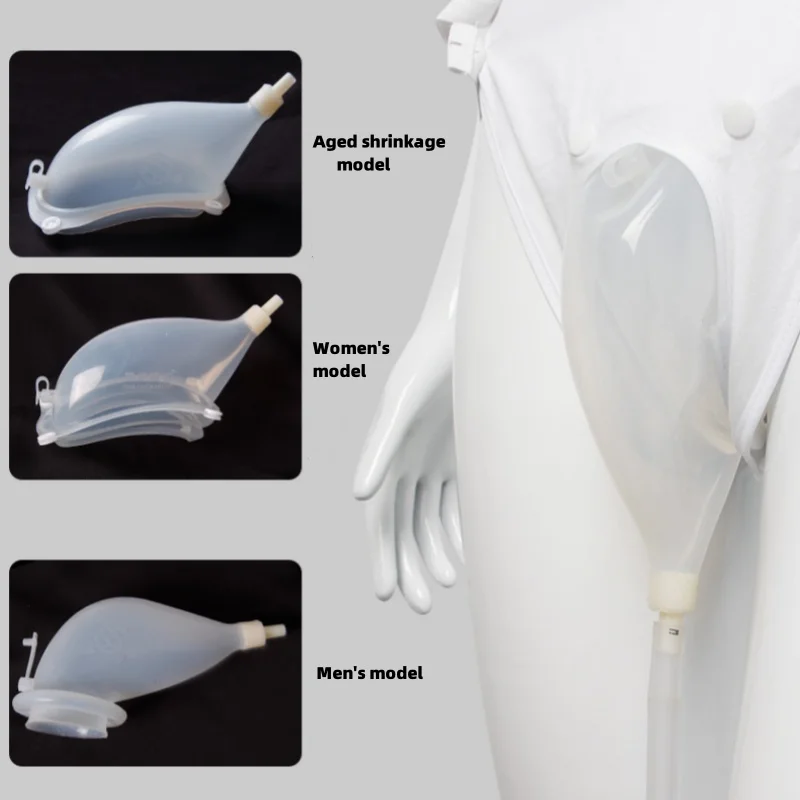 Medical Silicone Urine Collector Hypo-allergenic Medical Silicone Adults Urinal with Urine Catheter Bags for Elder Health Care