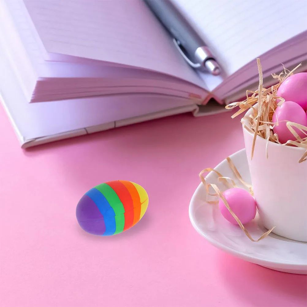 6 Pcs Studying Erasers Classroom Prize Pencil Colorful Egg for Teachers Easter Mini
