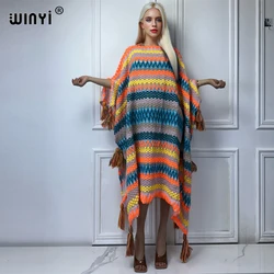 WINYI winter Knitted elastic maxi cape dress Comfort Warm fashion Caftan Elegant Women winter clothes for women party poncho