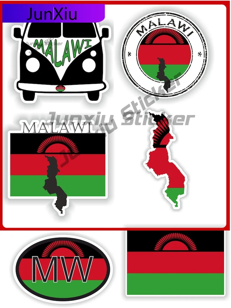 

Malawi Flag Vinyl Stickers A Set Of Six Pieces National Flag Map Outline Country Code Decals Scratch Cover Sticker Auto Rv Stick