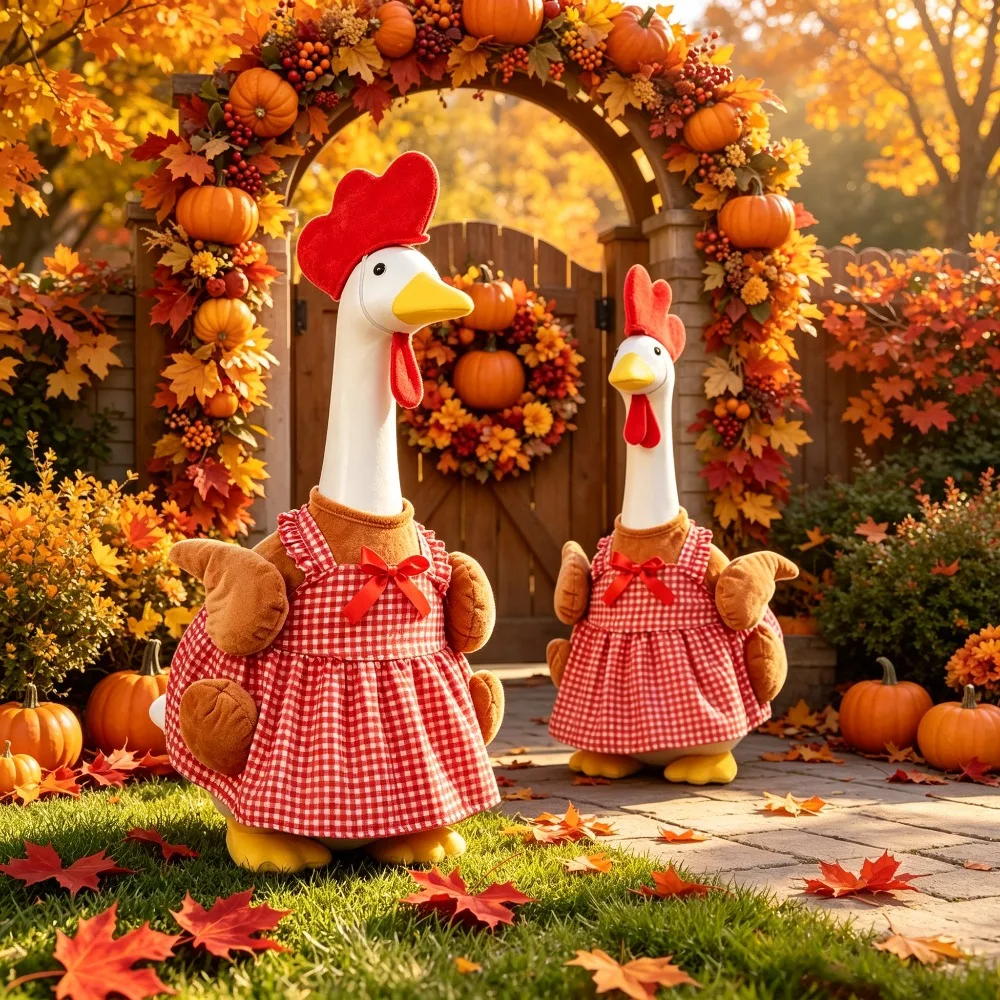 Turkey Pattern Costume Made for 23-inch White Porch Goose Exclusive Thanksgiving Themed Skirt Festive Decor Supplies