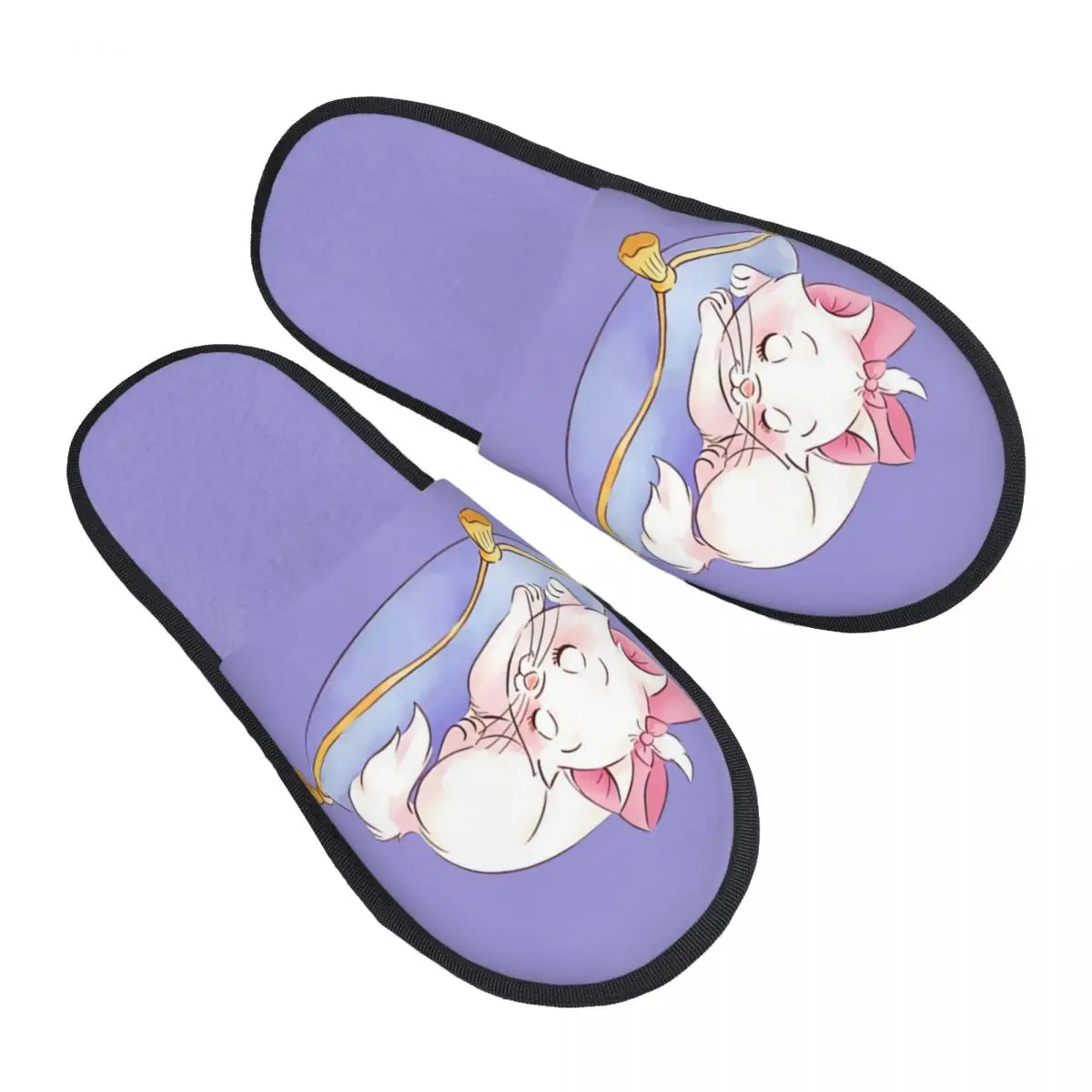 

Изготовленные на заказ домашние тапочки Marie Cat из мягкой пены с эффектом памяти, женские анимационные уютные теплые тапочки с противоскользящей подошвой