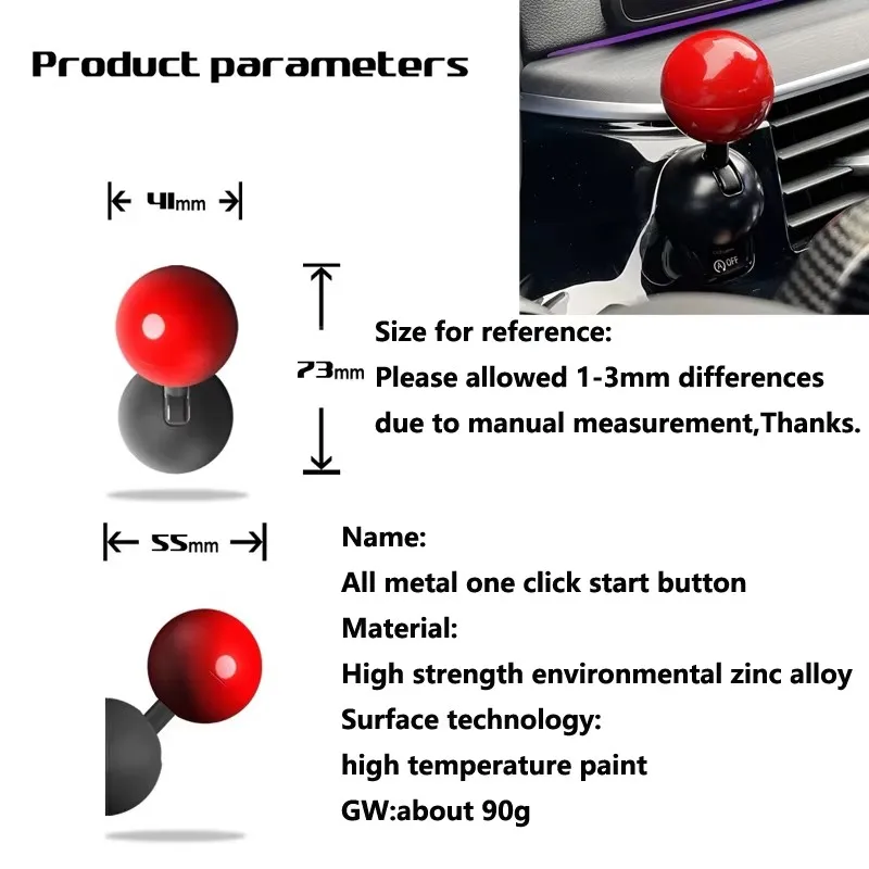 New Start Button Push Start Auto Ignition Button Cover Automotive One-Touch Button Rocker Car Engine Push Start Stop Lever