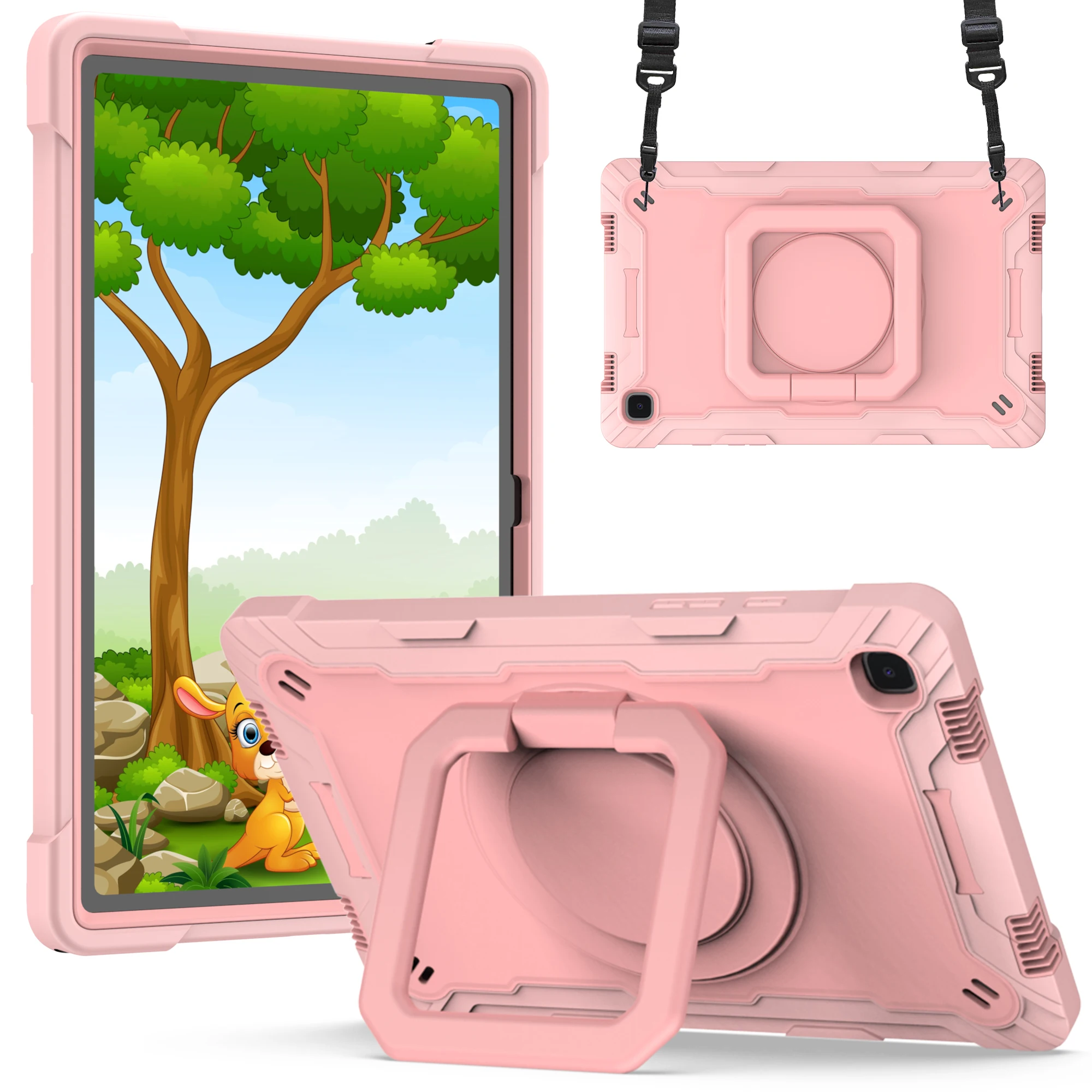 Multi functional case for Samsung Tab A7 10.4 inch 2020 (SM-T500/T505), 360 ° rotating bracket, with adjustable shoulder strap