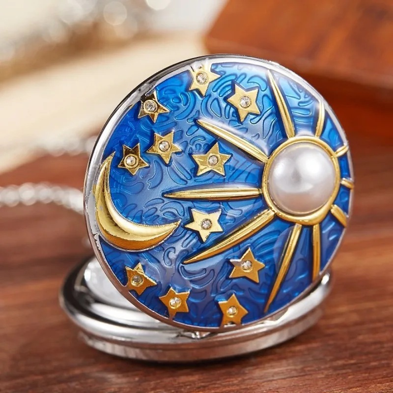 Retro men pocket watch college windy day moon stars personality appearance women pocket watch children quartz pocket watch