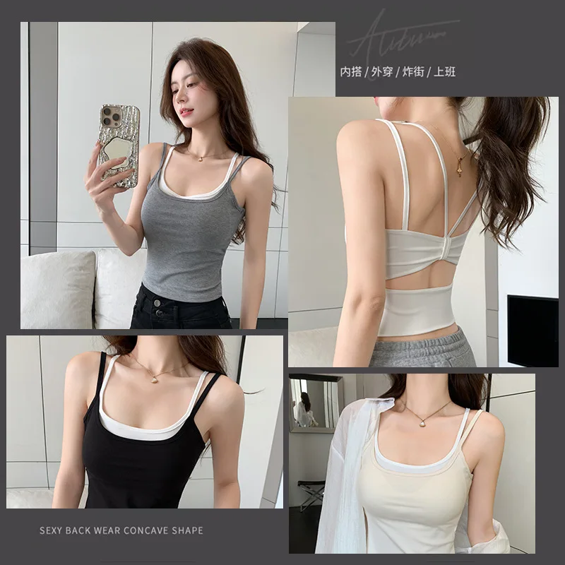 قمصان صغيرة مزيفة للنساء في الصيف بقصة ضيقة وتنحيف مع وسادة صدر من الداخل مقترنة مع بلوزة فتاة حارة