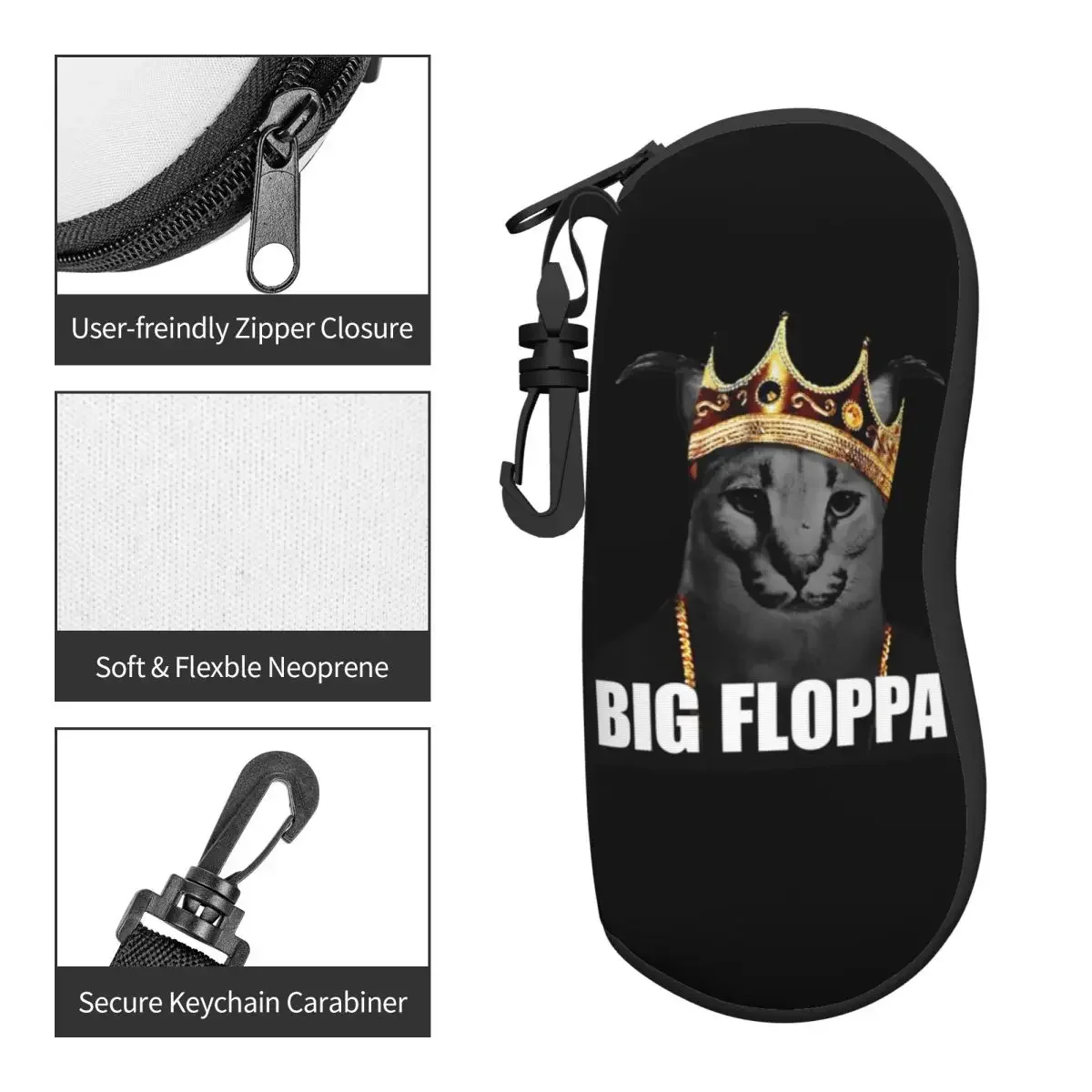 Custom Big Floppa Rapper King Shell Glasses Case Unisex Travel Cat Eyeglasses Case Sunglasses Protector Box image 4