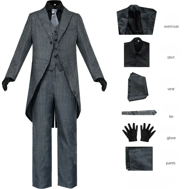 Gotham Penguin Cobblepot Cosplay Top and Pants Striped Suit Movie Characters Halloween Carnival Party Costume for Men FD1;6 - view 5