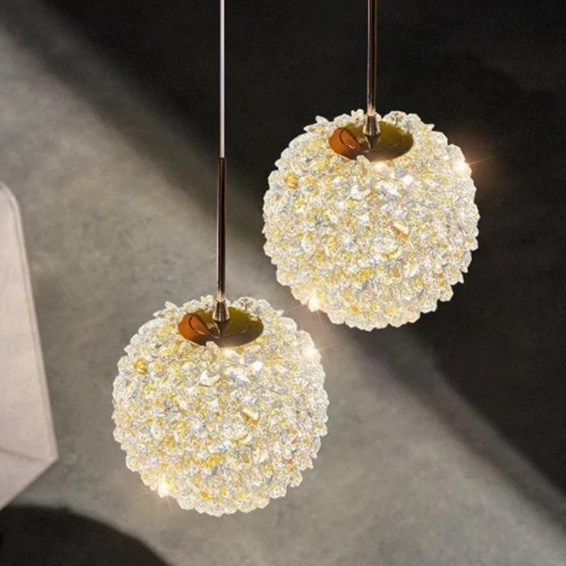 

Luxury Round Ball Pendant Lamp Bedhead Pendant Light Crystal Lampshade Dining Room Bedroom Study Kitchen Art Decorative Fixtures