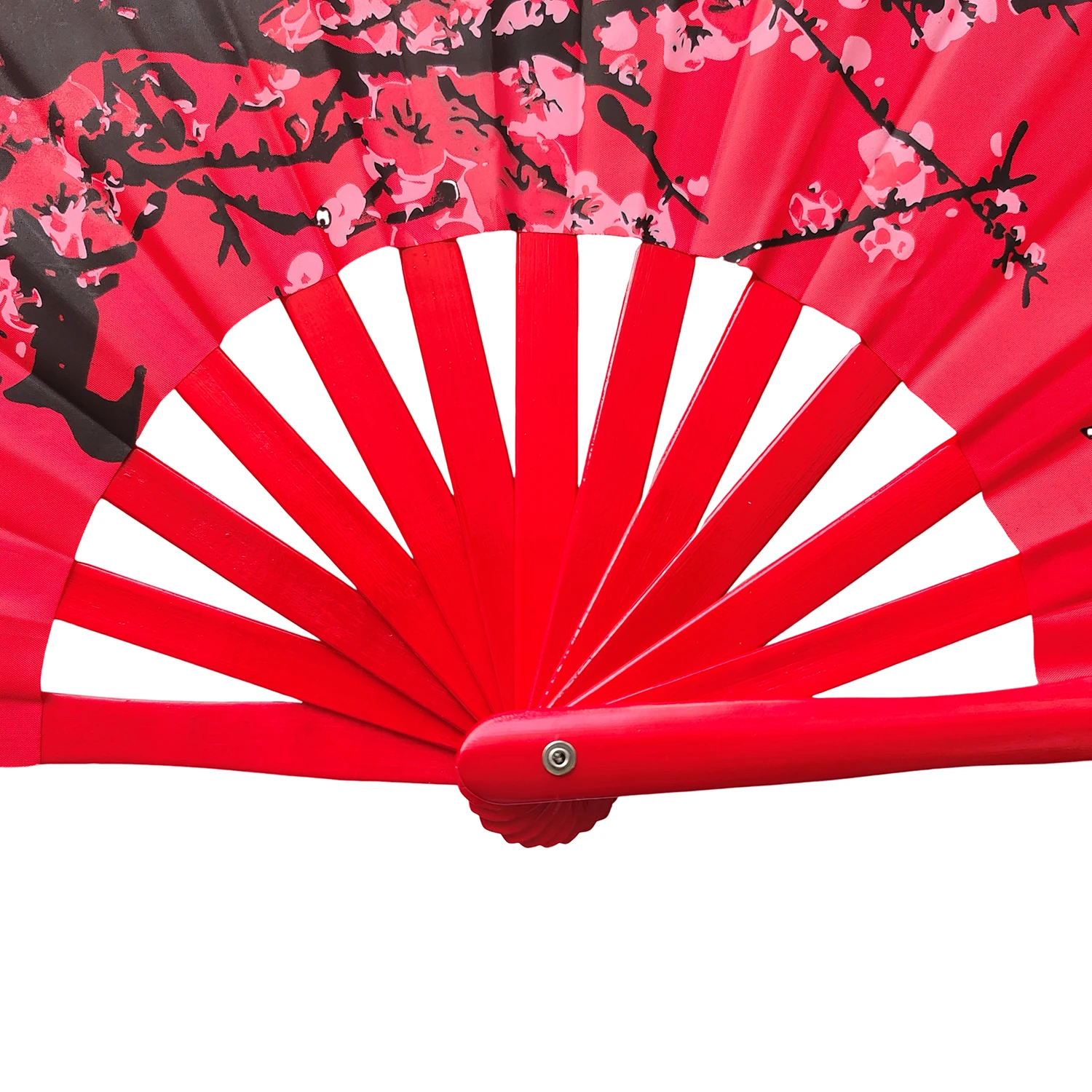 Folding Hand Fan Chinese Kung Fu Tai Chi Fan Nylon-Cloth Bamboo Fan For Performance Dance Decorations Festival Gift Plum Blossom