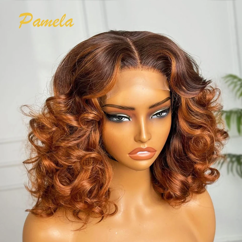 Brazilian Princess Hair Wig Ombre Blonde Short Bob 4x4 13x4 Transparent Lace Front Loose Deep Wave Glueless Human Hair Wigs