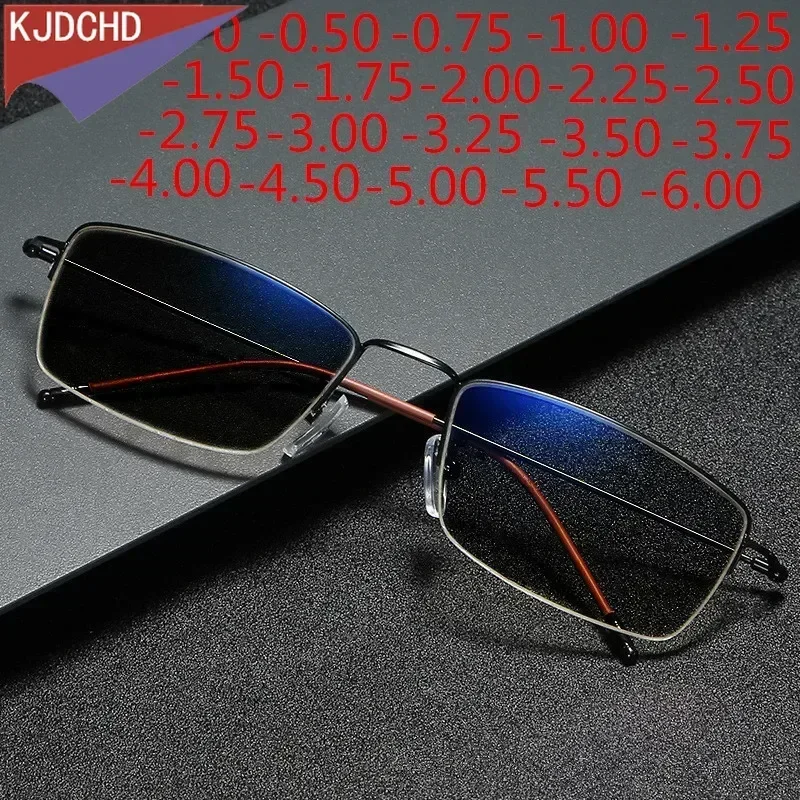 

New Titanium Alloy Men's and Women's Fashion Finished Photochromic Sunglasses Myopia Glasses 0 -0.5 -0.75 -1.0 -1.50 To -6.0