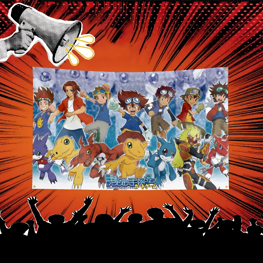 Digital Monster Digimon Inspired Movie Flag 3x5 FT Polyester Banner For Bedroom Wall Decor Film Fan Gift