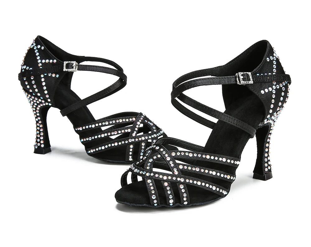 CINMIDY Damen Latein Tanzschuhe mit Strass Tango Ballsaal Tanzschuhe Damen Partyschuhe Hochzeitsschuhe 5CM-10CM – Detail 19