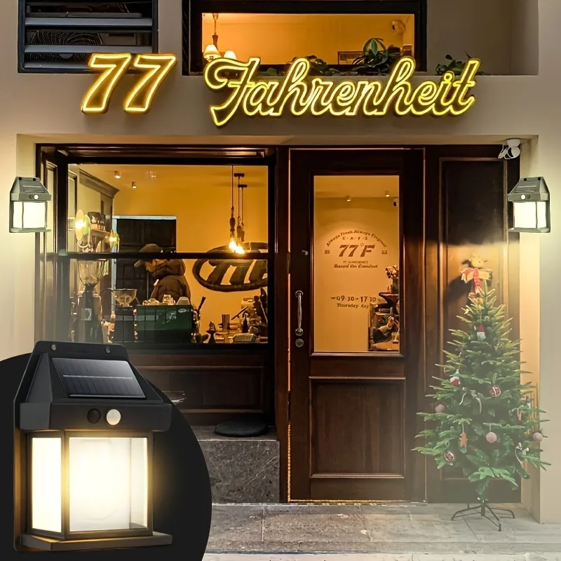 2 Pack Premium Solar LED Wall Light, 3 Adjustable Lighting Modes, Elegant Design, Long-Lasting Solar-Powered Lighting, Ideal for Courtyards, Hallways, Balconies, Garages, Streets, Outdoor Villas, And Gardens, Valentine's Day Gift