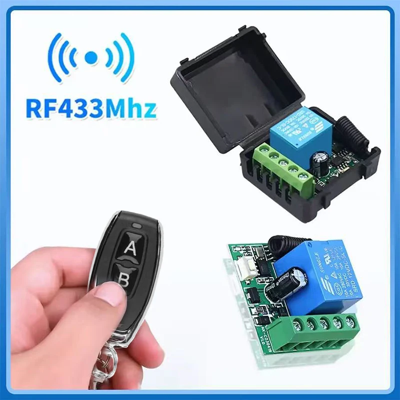 

Remote Control RF433Mhz Wireless Light Switch DC 12V 1CH 10A Relay Receiver Transmitter for Door Electromagnetic Lock DIY Module