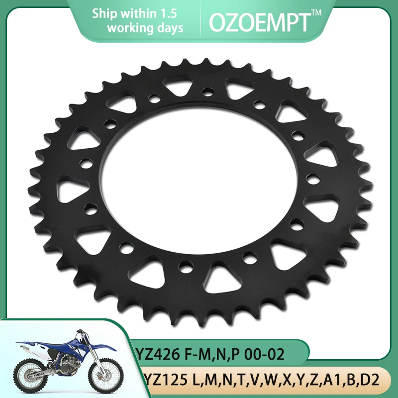 

OZOEMPT 520-44T Motorcycle Rear Sprocket Apply to YZ125 L,M,N,T,V,W,X,Y,Z,A1,B,D2,E2,F2,G2,H2,J2,K2,L2,M2 YZ426 F-M,N,P 00-02