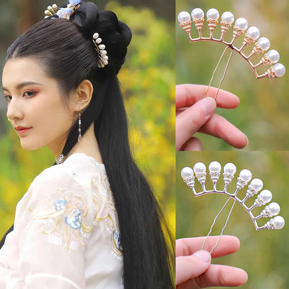 

4pcs Pearl Hairpin Pearls Hair Stick Tassel Bridal Wedding Accessories Clip Durable Quality Fit Parties Proms