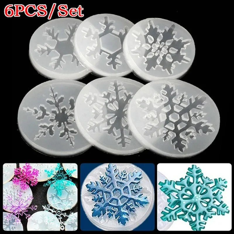 

6PCS/Set Silicone Christmas Mold Snowflake Jewelry Making Fondant Cake 3D Cake Decorating Tools Epoxy Resin Molds