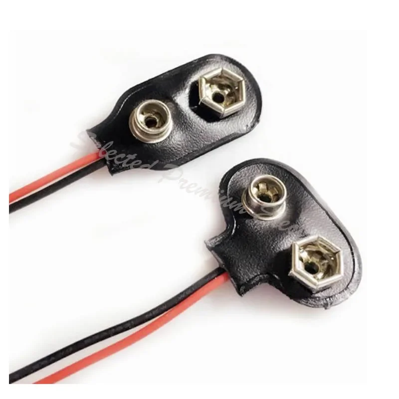T/I type 15cm black red cable connection 9V battery clip connector buckle with DC connector 9v battery buckle