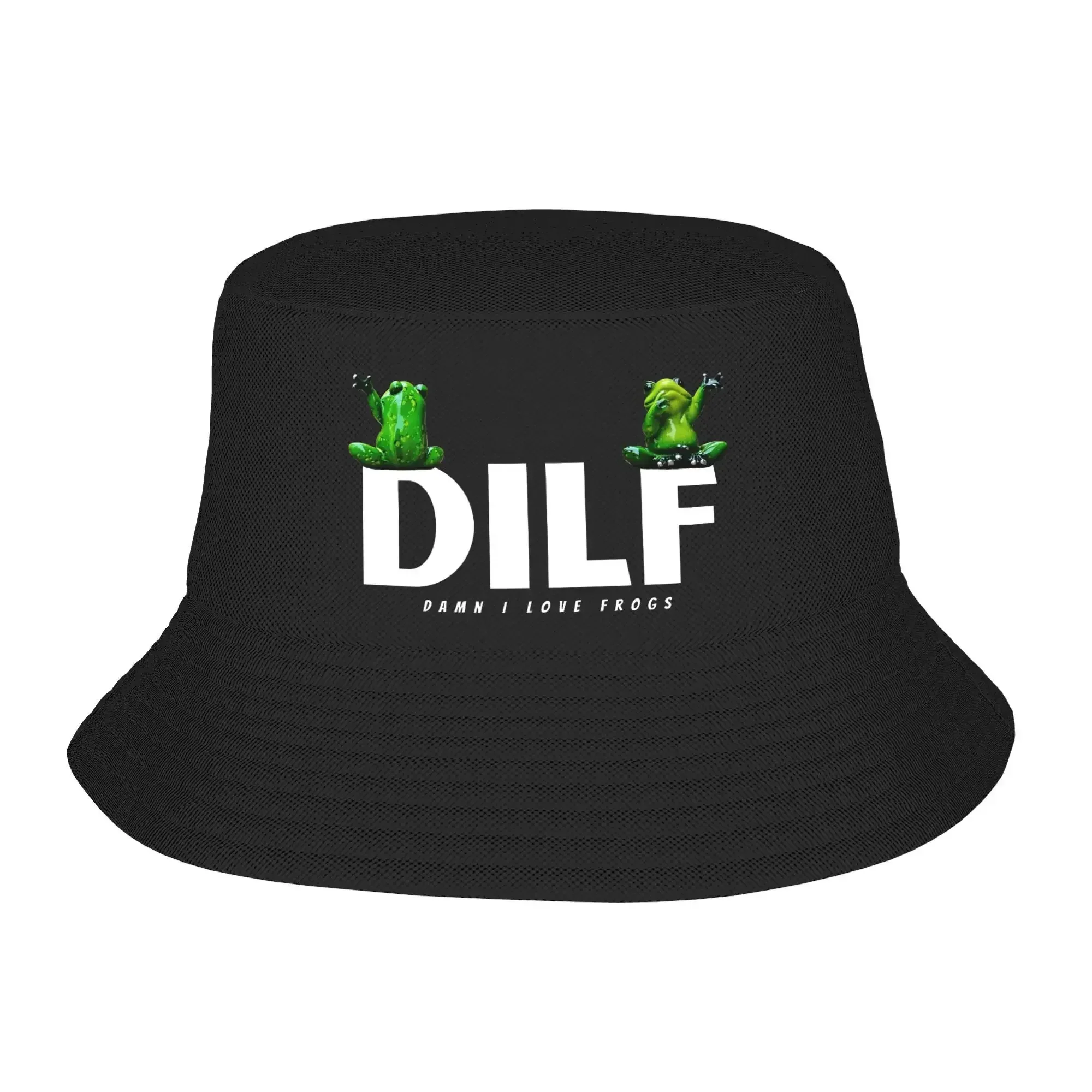 New DILF Damn I Love Frogs  Bucket Hat  Hip Hop Fisherman Caps For Unisex Classic Beach Travel Sun Hats Portable Graphic Cap，Buc